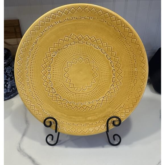 Italian Ceramic Pottery Plate Plate 14" Ceramiche Tadinate Made in Italy Yellow - Picture 1 of 4